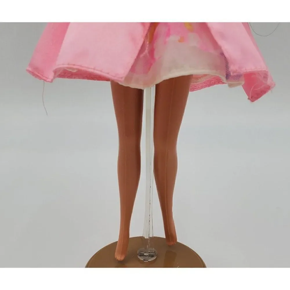 Vintage Mattel Barbie Doll Long Blonde Hair Blue Eyes Pink Dress Hat - Picture 5 of 13